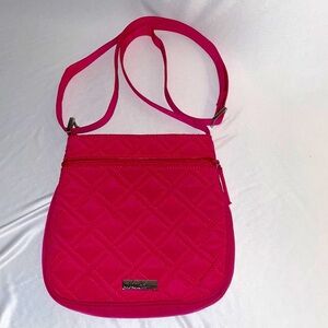 Vera Bradley Petite Double Zip Hipster Shoulder Bag Crossbody in Fuchsia